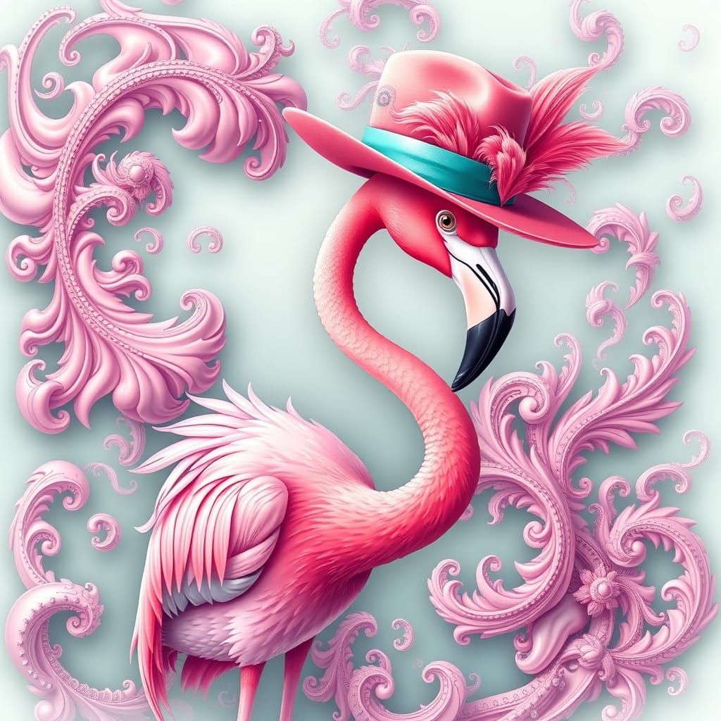 FLAMINGO IN A FEDORA