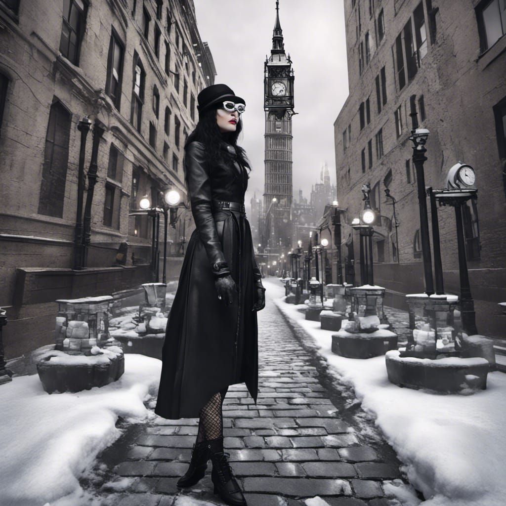 Goth Fashion in Cyberpunk Gotham City