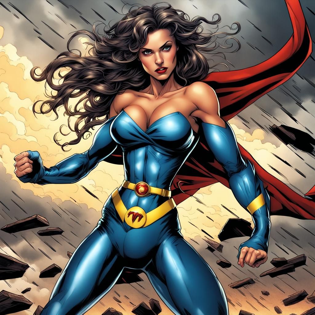 Tornado-Woman: Superheroine Controlling Storms and Lightning