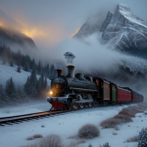 Epic Steam Train Journey Through Snowy Mountains
