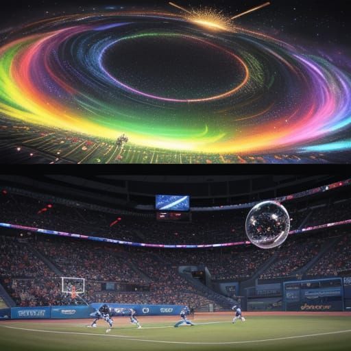 Dynamic Ball Sports Collage in Fantastical Arena