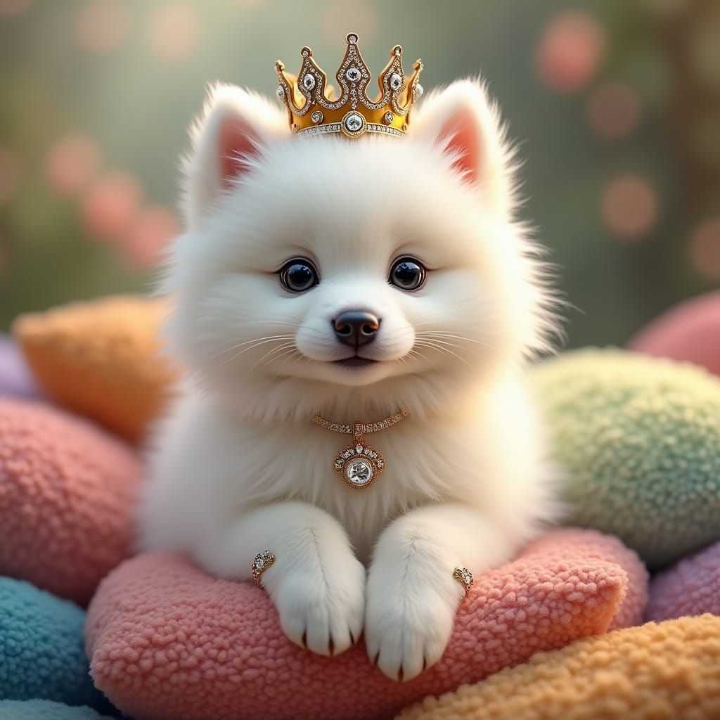 Surreal Puppy Portrait in Art Nouveau Style with Intricate T...