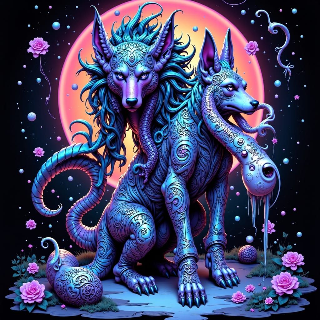 Iridescent Cosmo: A Biomechanical Mystical Creature