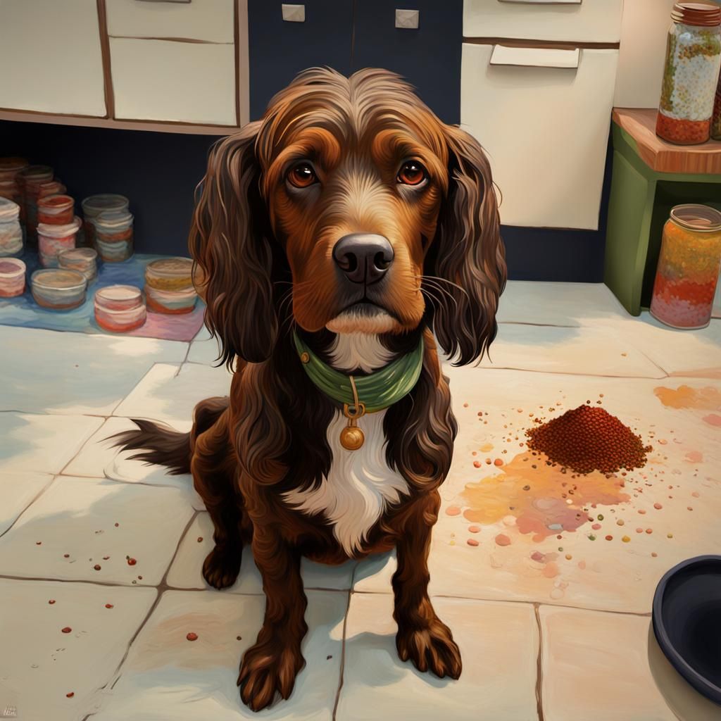 Tropical Dog Food Shop: Expressionist Oil Painting