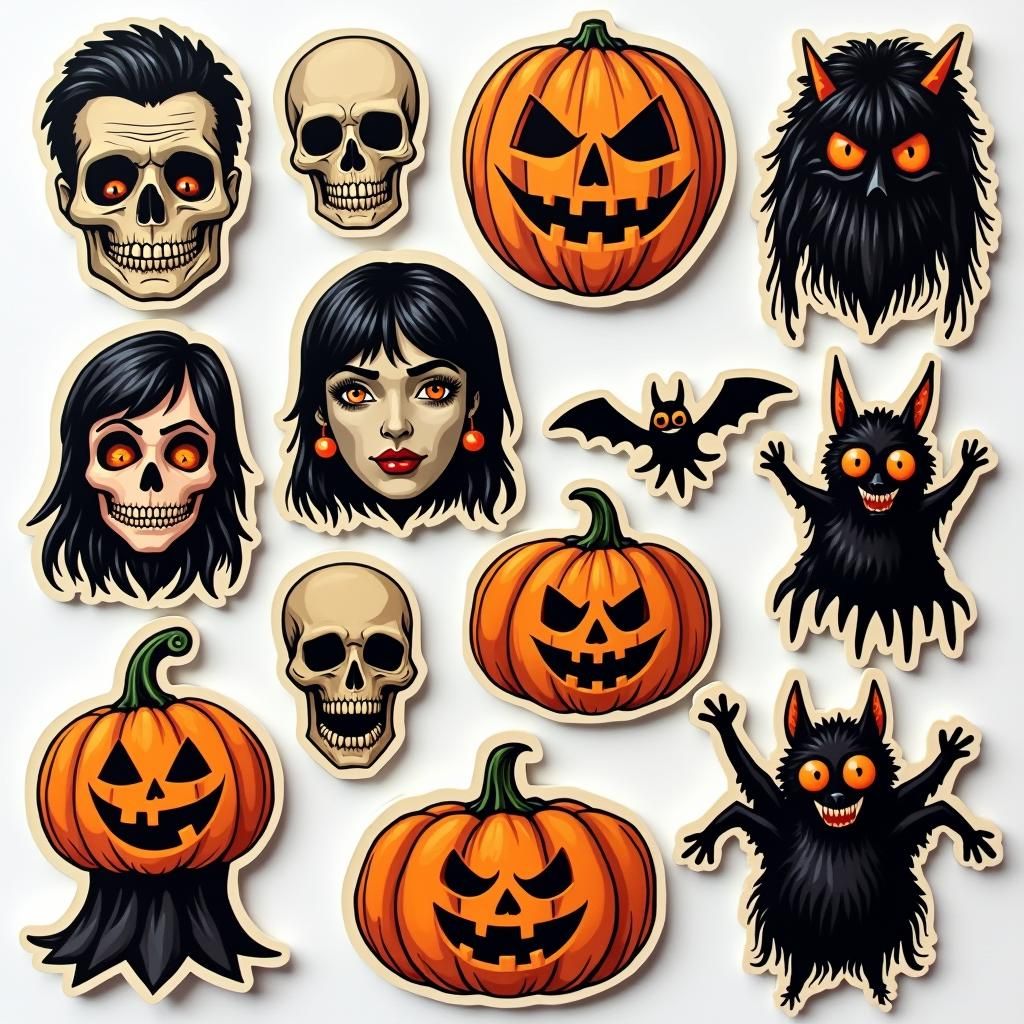 Spooky Retro Halloween Sticker Collection
