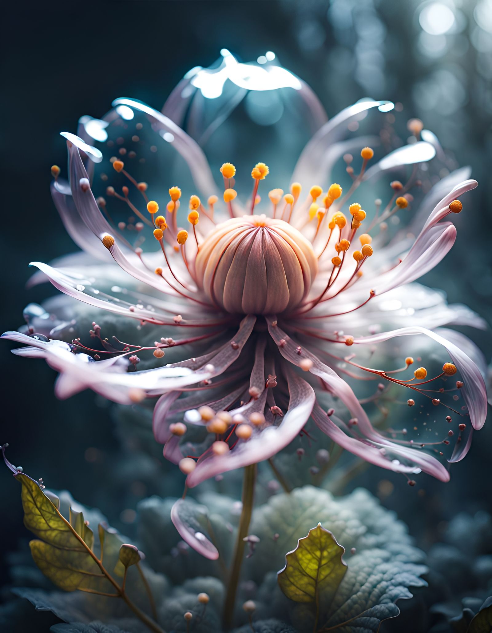 Dreamlike Transparent Flower in Dark Fantasy Style