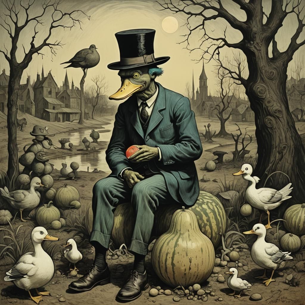 Bizarre Homunculus Wonderland in Surreal Expressionist Style