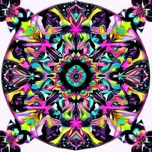 Kaleidoscopic Cyberpunk Butterfly Mandala
