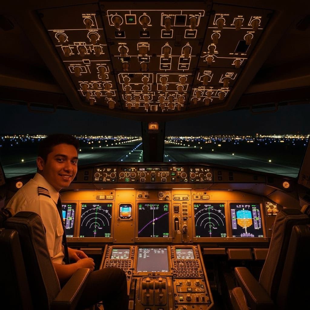 Airbus A380 Cockpit with Flight Plan