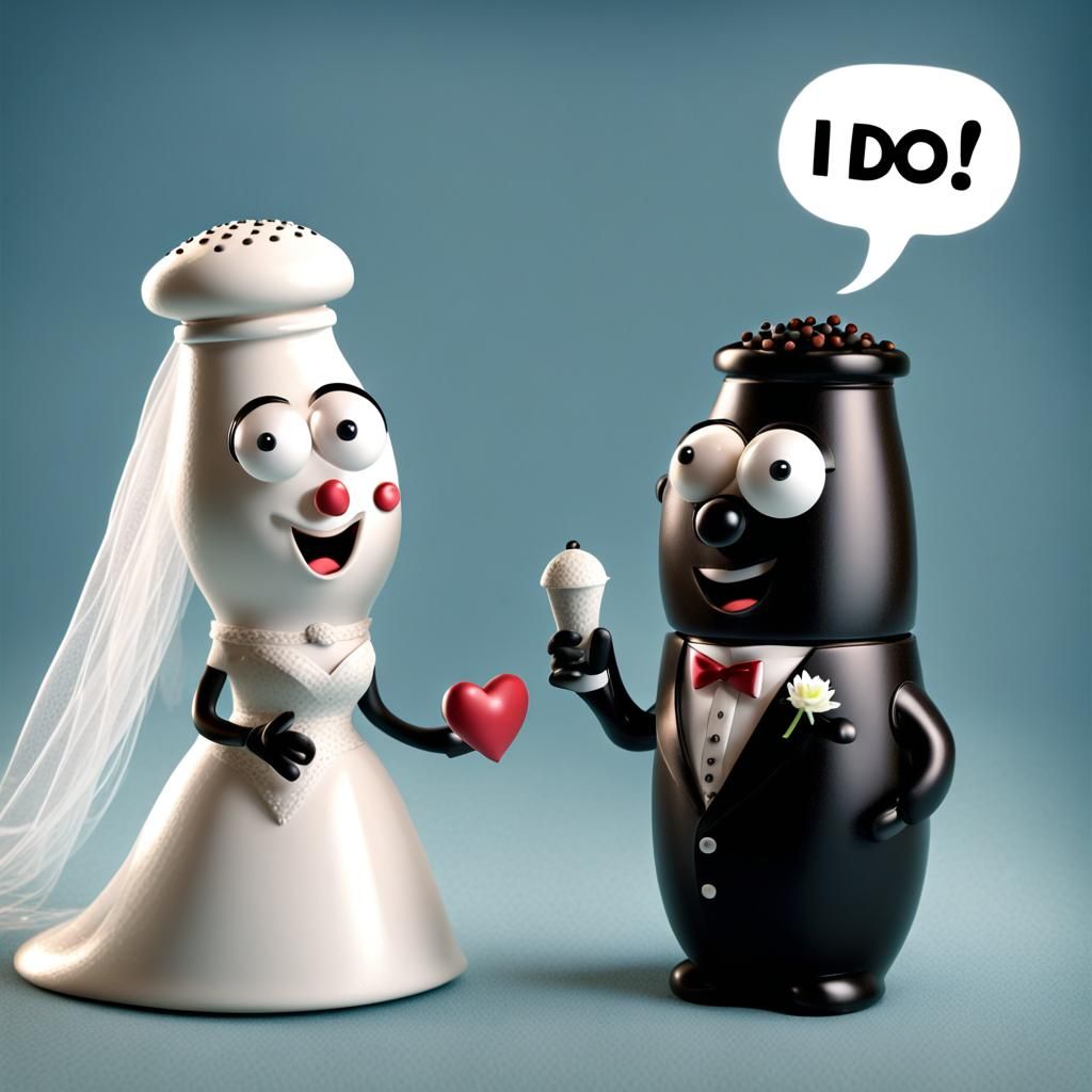 Anthropomorphic Salt and Pepper Shaker Wedding