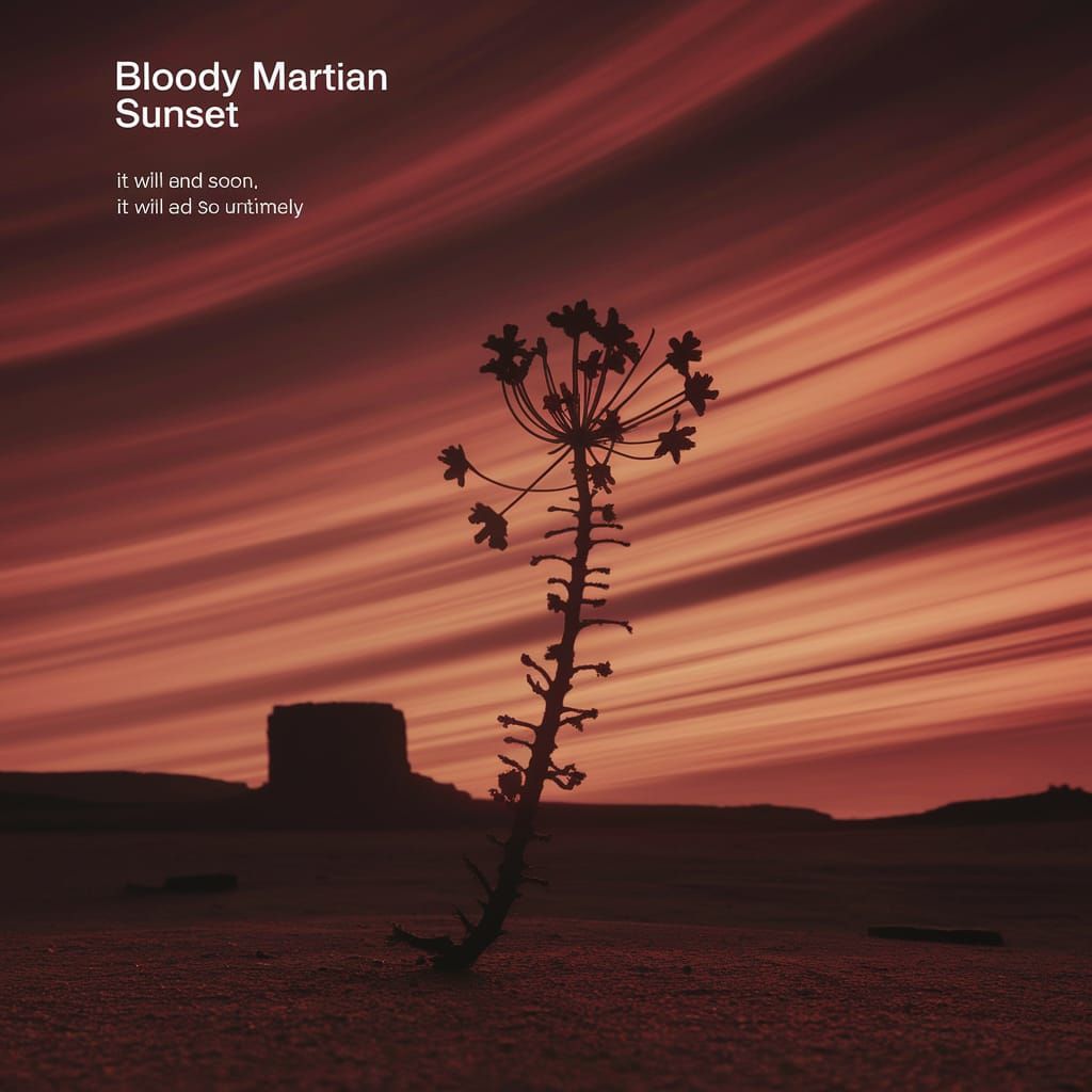 Withered Martian Plant at Bloody Sunset