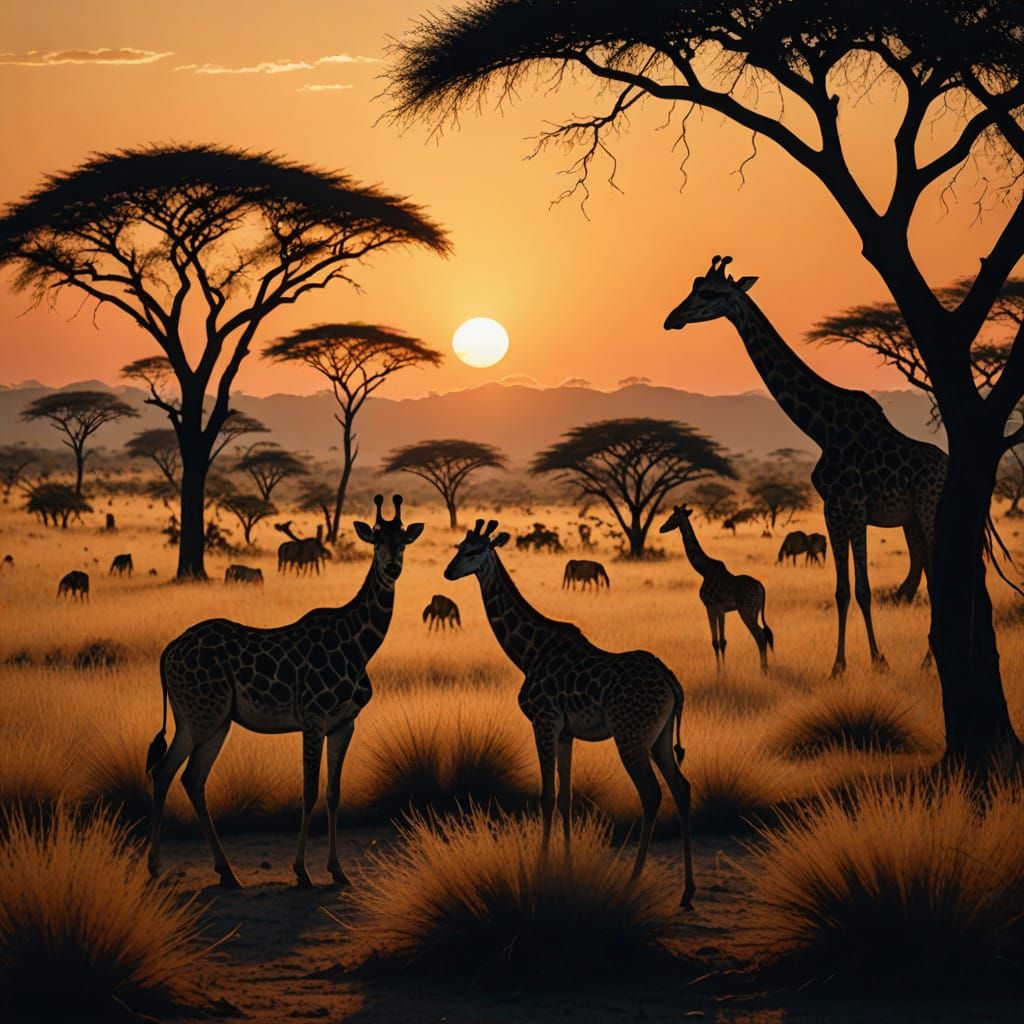 Majestic Savannah Wildlife in Golden Hour