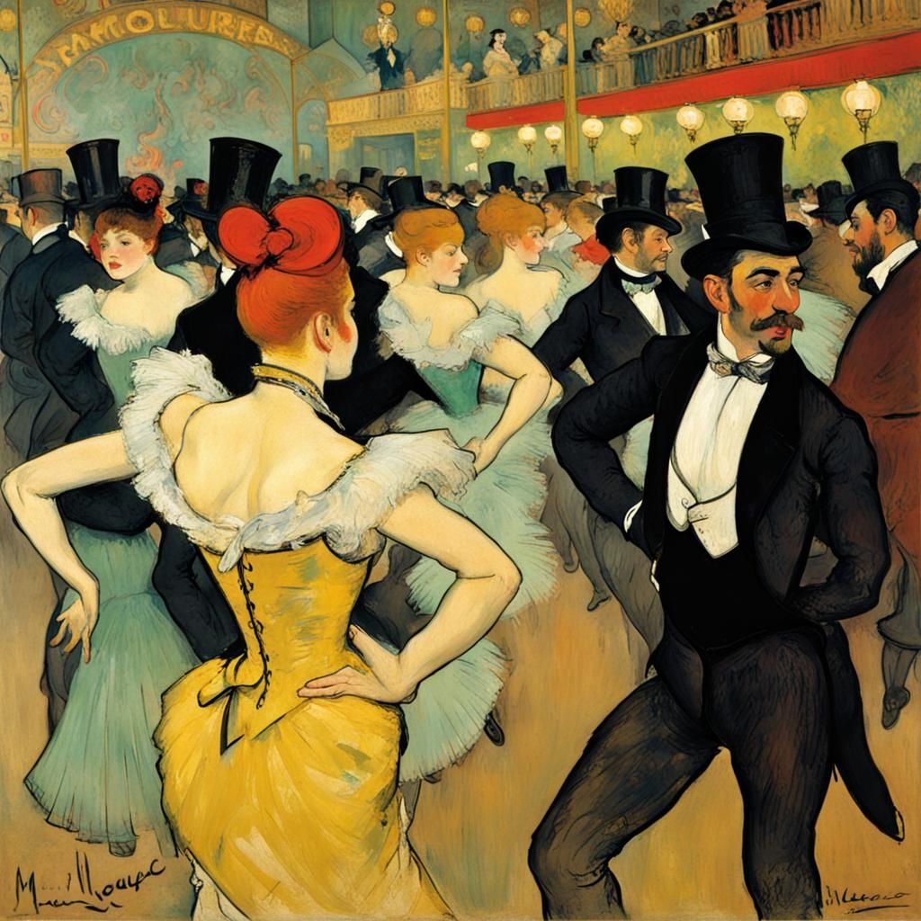 Painting by Henri de Toulouse-Lautrec; Moulin Rouge