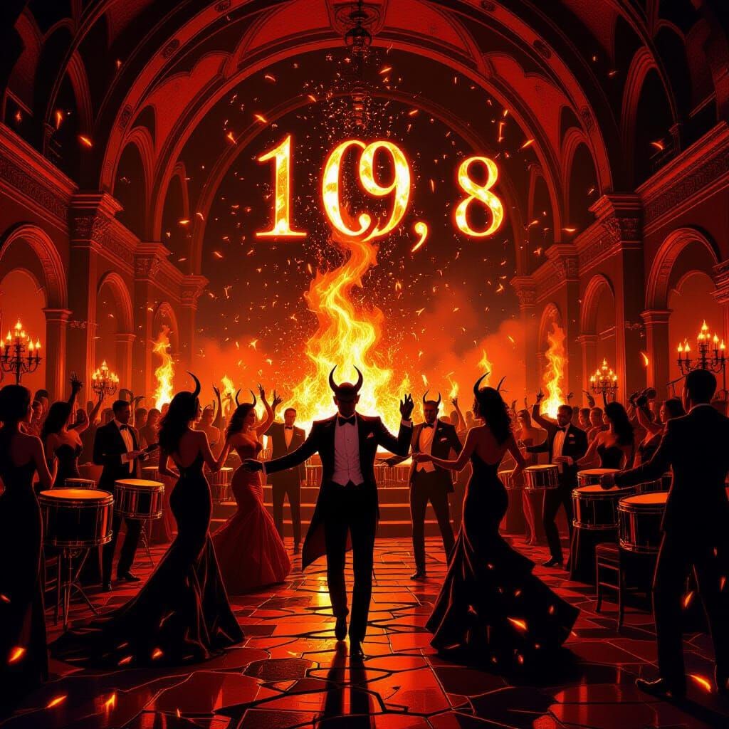 Demonic Ballroom Revelry: Lava Fountains & Fiery Countdown
