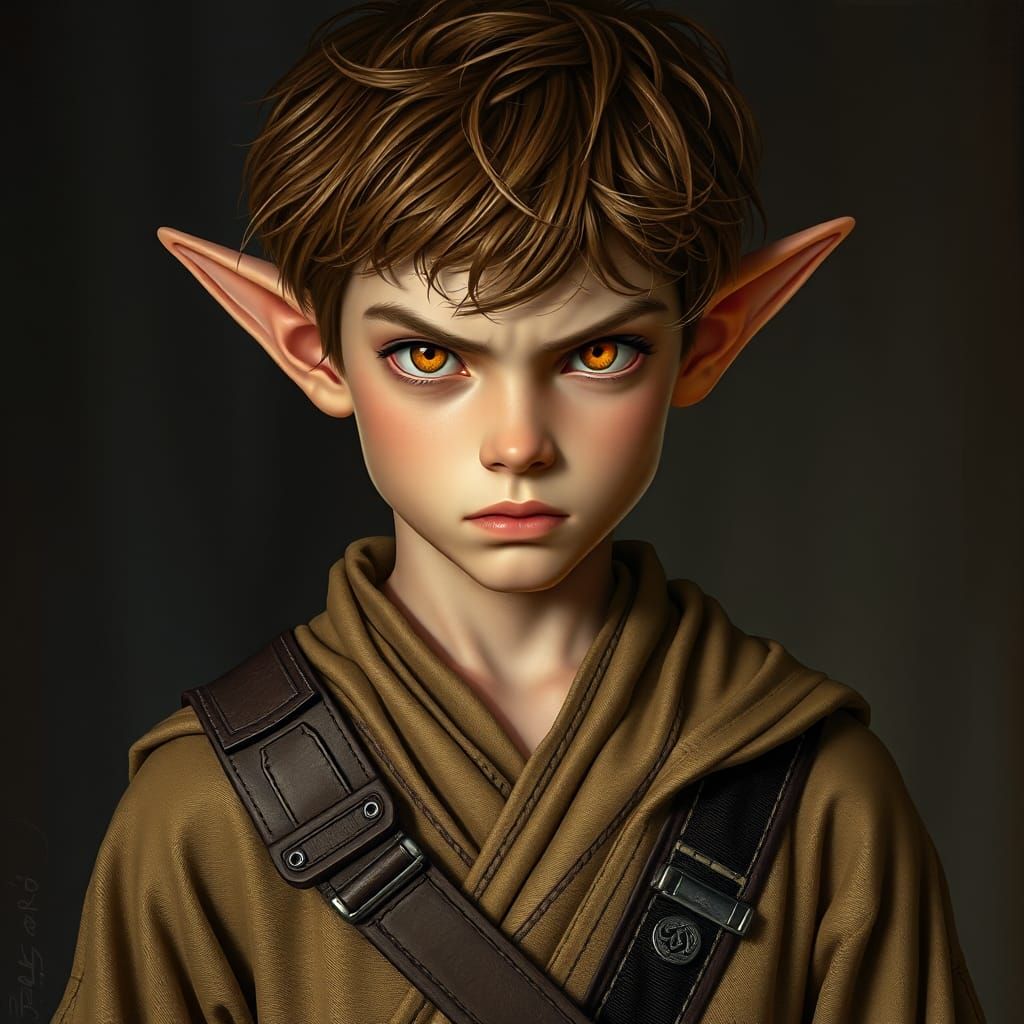 Grumpy Elf Jedi with Glowing Eyes
