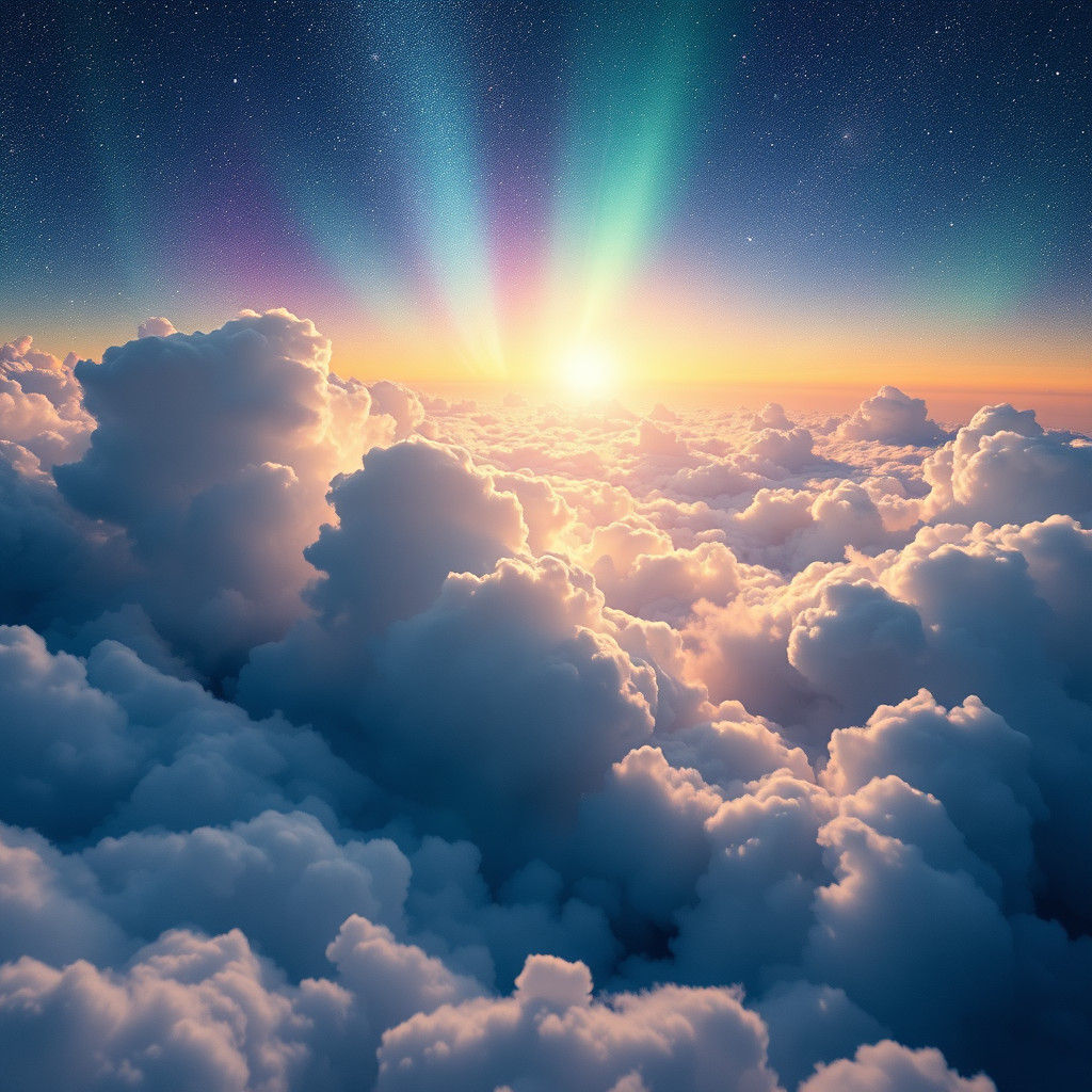 Ethereal Cosmic Landscape with Aurora Borealis and Stardust