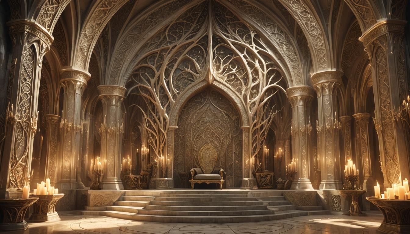 Majestic Elven Throne Room in Ethereal Light