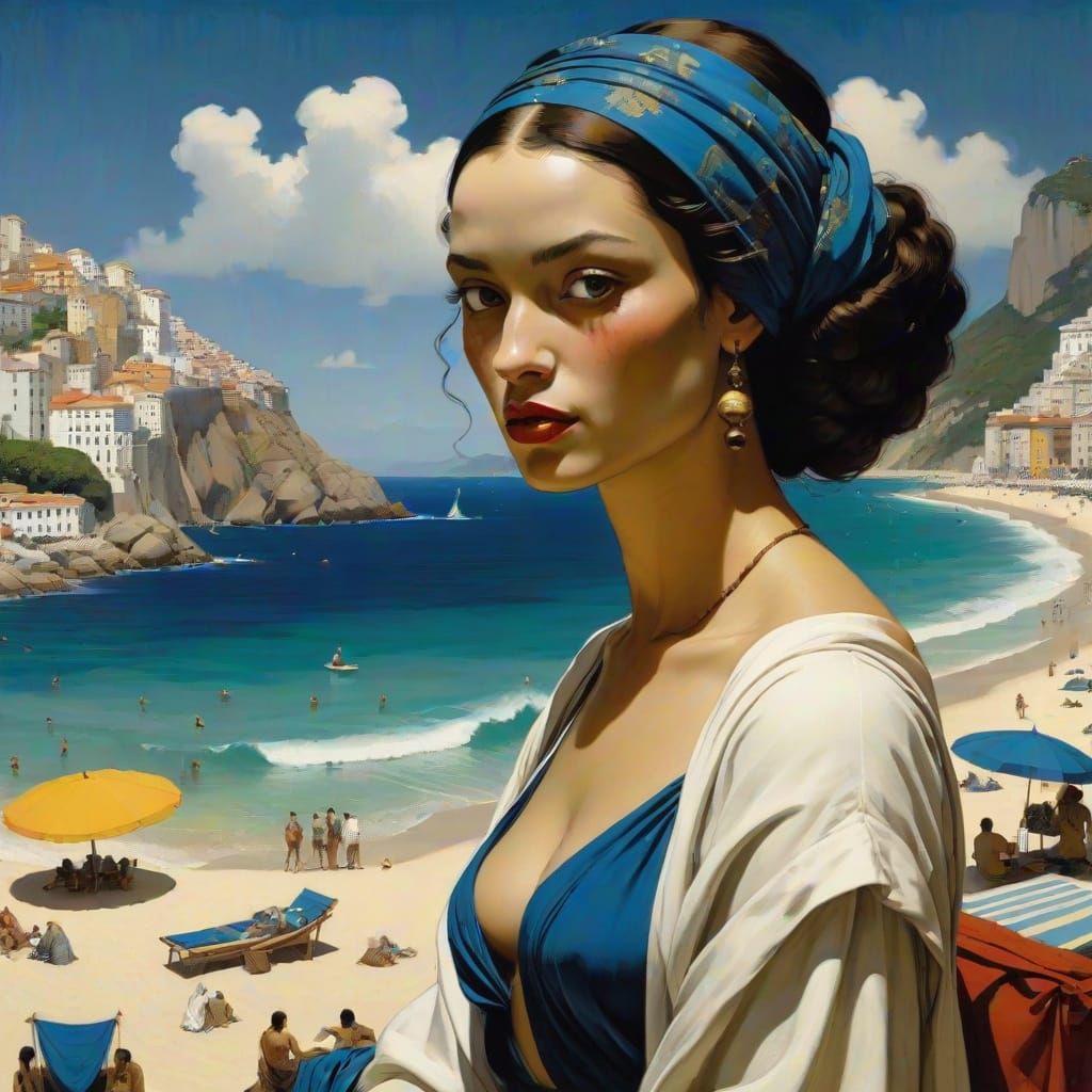 Baroque Surrealist Goddess in Ipanema's Splendor