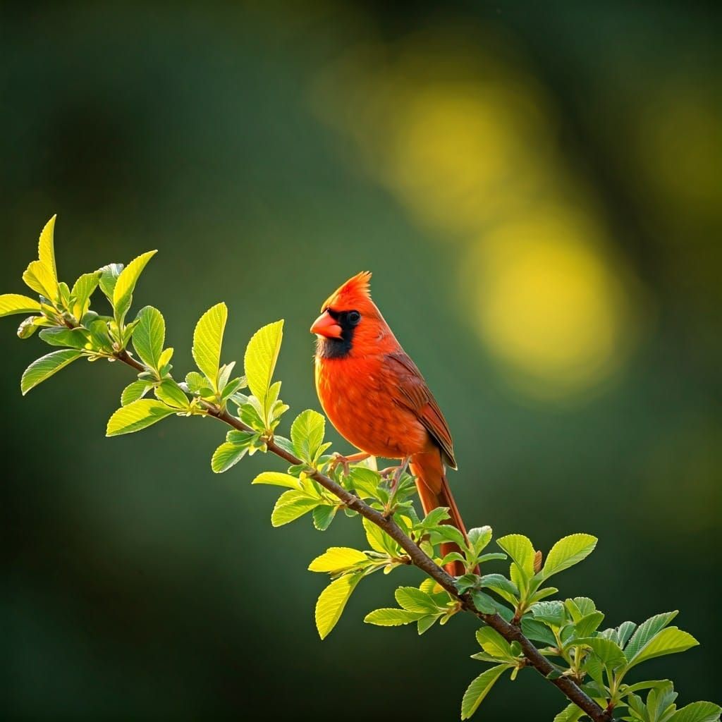 Cardinal in Golden Sunrise Light
