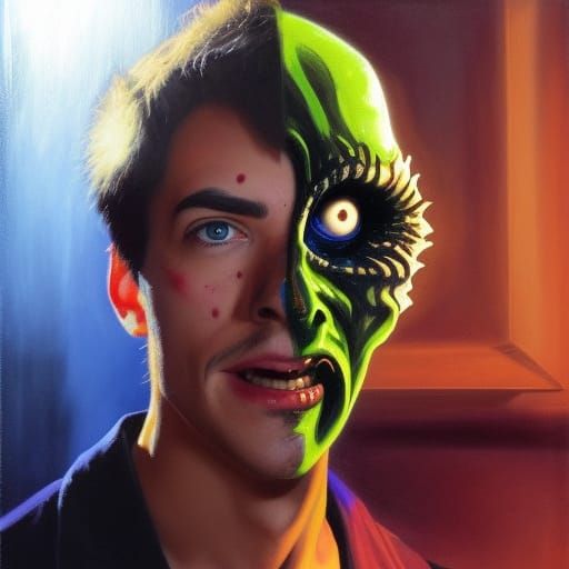 Two-Faced Man in Oil Painting Style