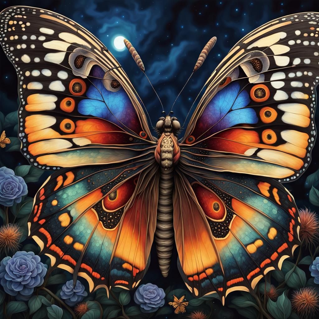 Butterfly Wings Displaying Fantasy Landscapes