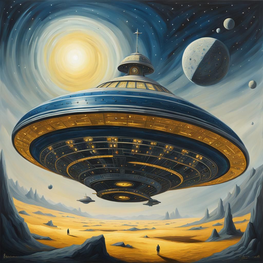 Spectacular Spaceship in Endless Universe, as Acrylic Art