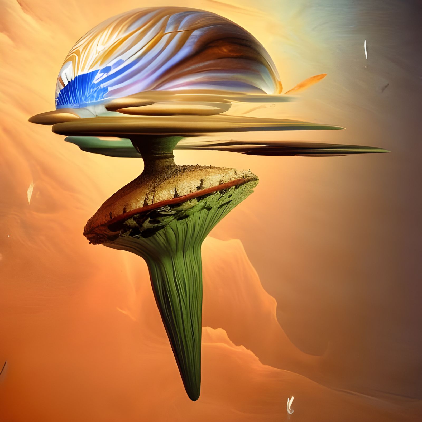Alien Brain on Flying Stalk: Vivid Surreal Photo