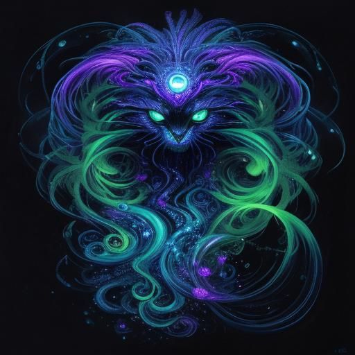 Bioluminescent Multi-Eyed Creature in Fauvist Style