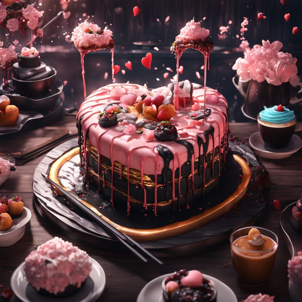 Modern Japanese Cafe Dessert in a Fantastical Setting