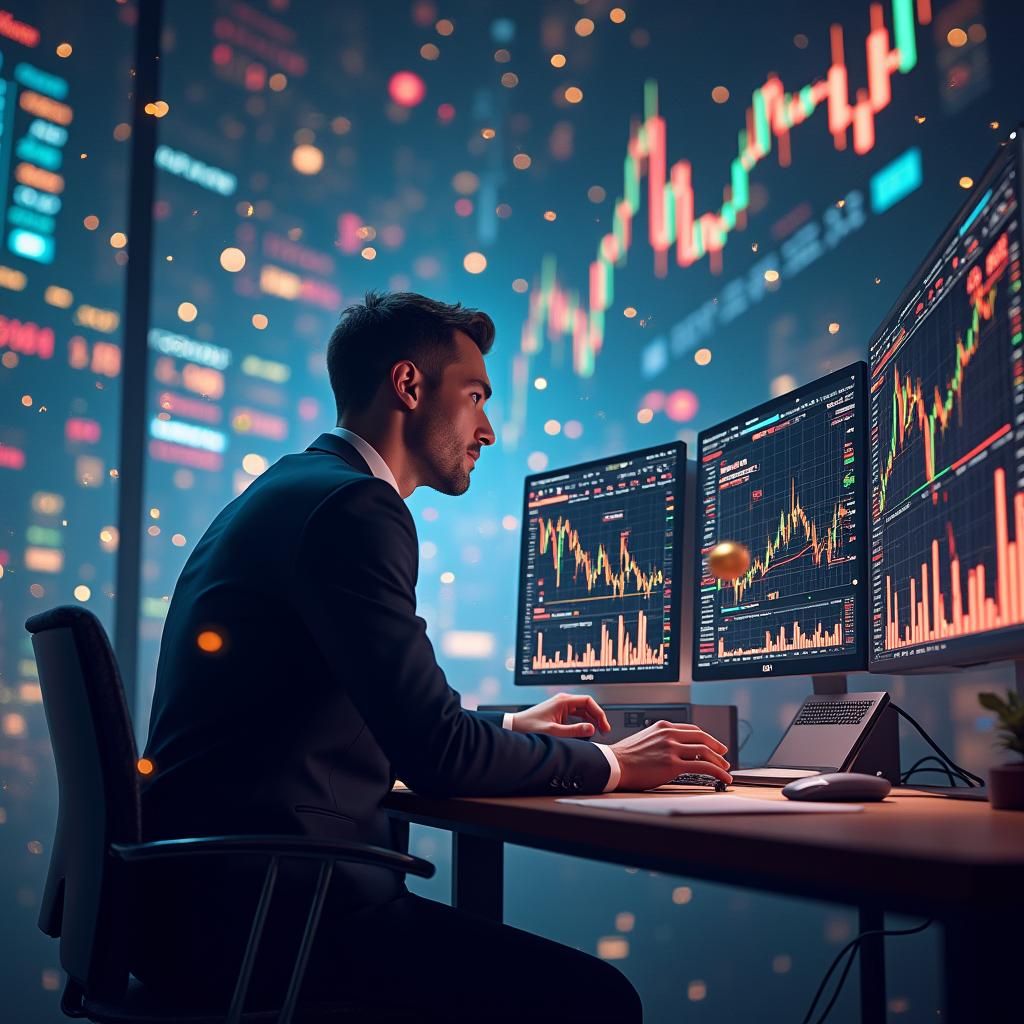 Bitcoin Broker in Cyberpunk Dreamscape