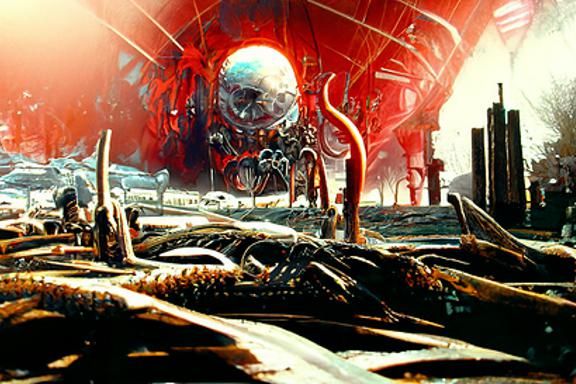 Cyberpunk Hellscape: Mechanical Beast of Flesh and Steel