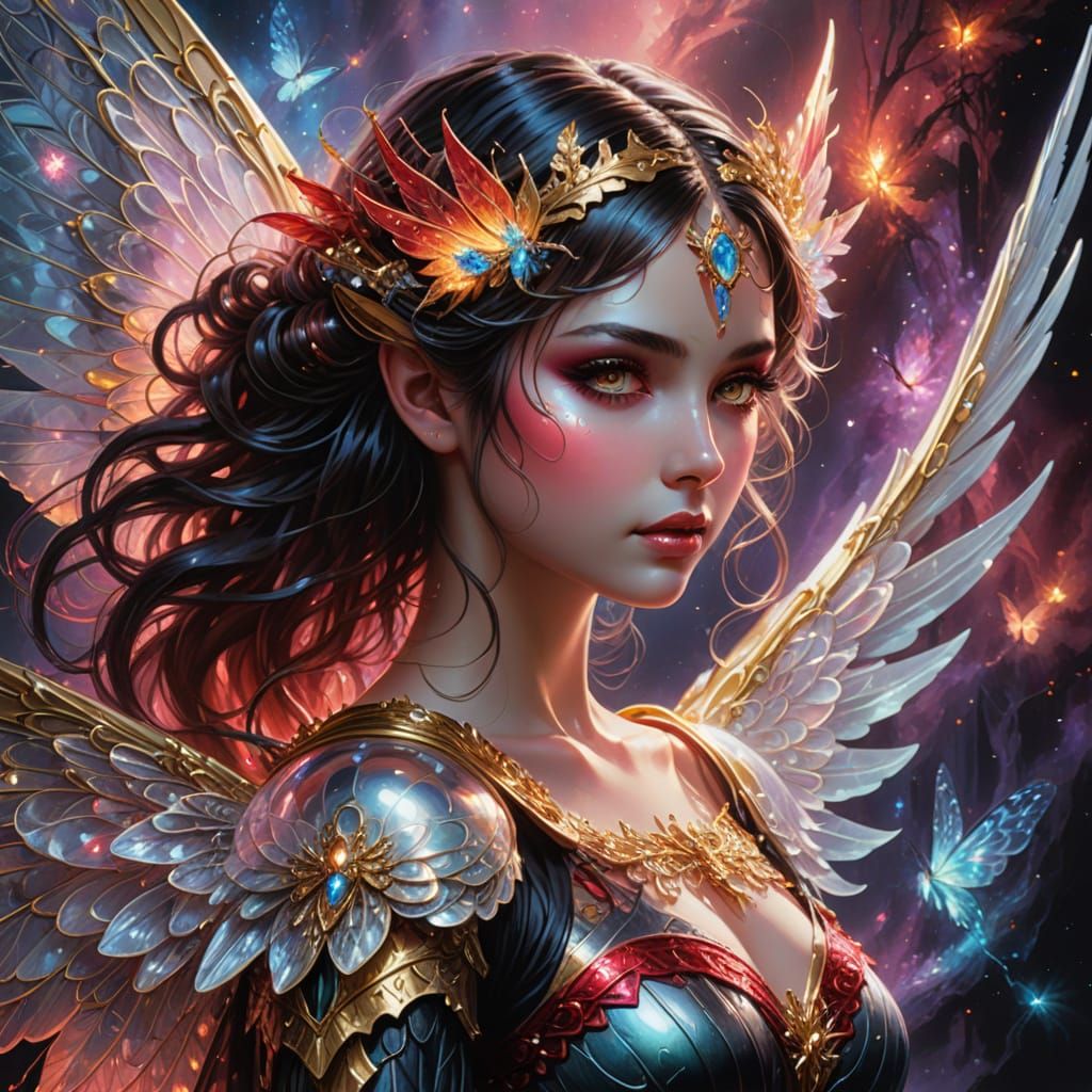 Chrome Fairy with Gold Eyes in Iridescent Tones