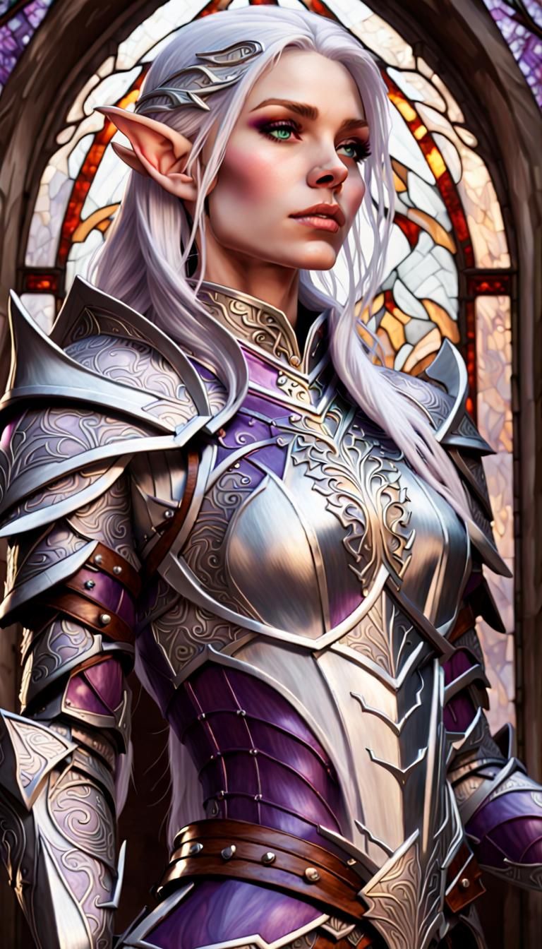 Elven Warrior in Purple Heart Armor