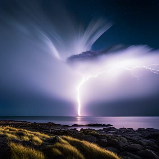 Spectacular Lightning Strike: Detailed Night Photography