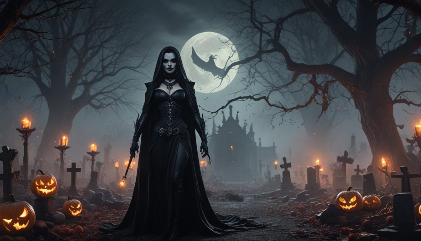 Horror Queens Battle for Darkness in Halloween Graveyard