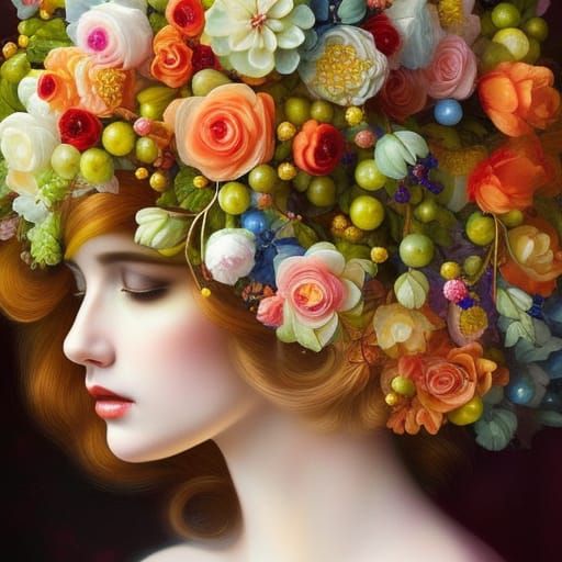 Vibrant Flower Crown: Hyperdetailed Surreal Digital Art