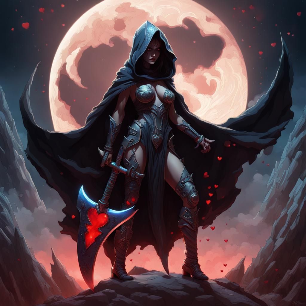 God-Sized Demon Splits Moon in Dark Fantasy Art