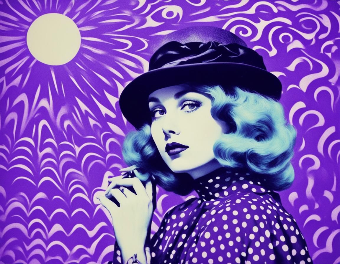 Glamorous Portrait in Lavender Pop Art Style