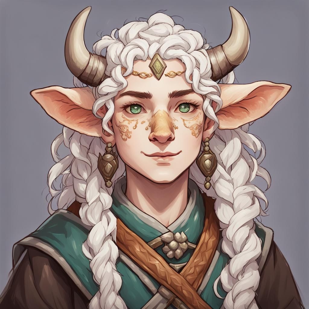 Anime Firbolg Priestess with Bovine Features