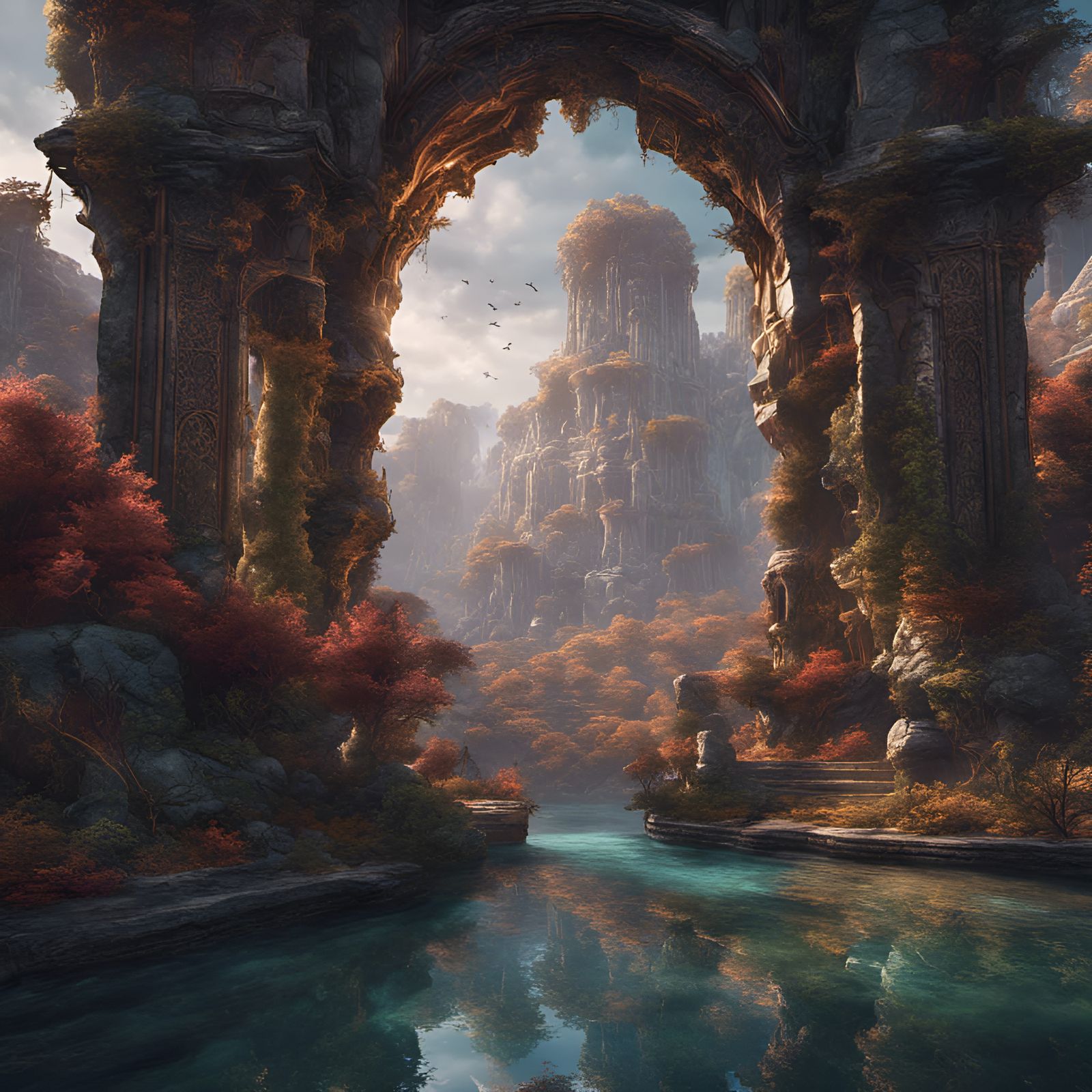 Fantastical Landscape in Detailed Matte Painting Style