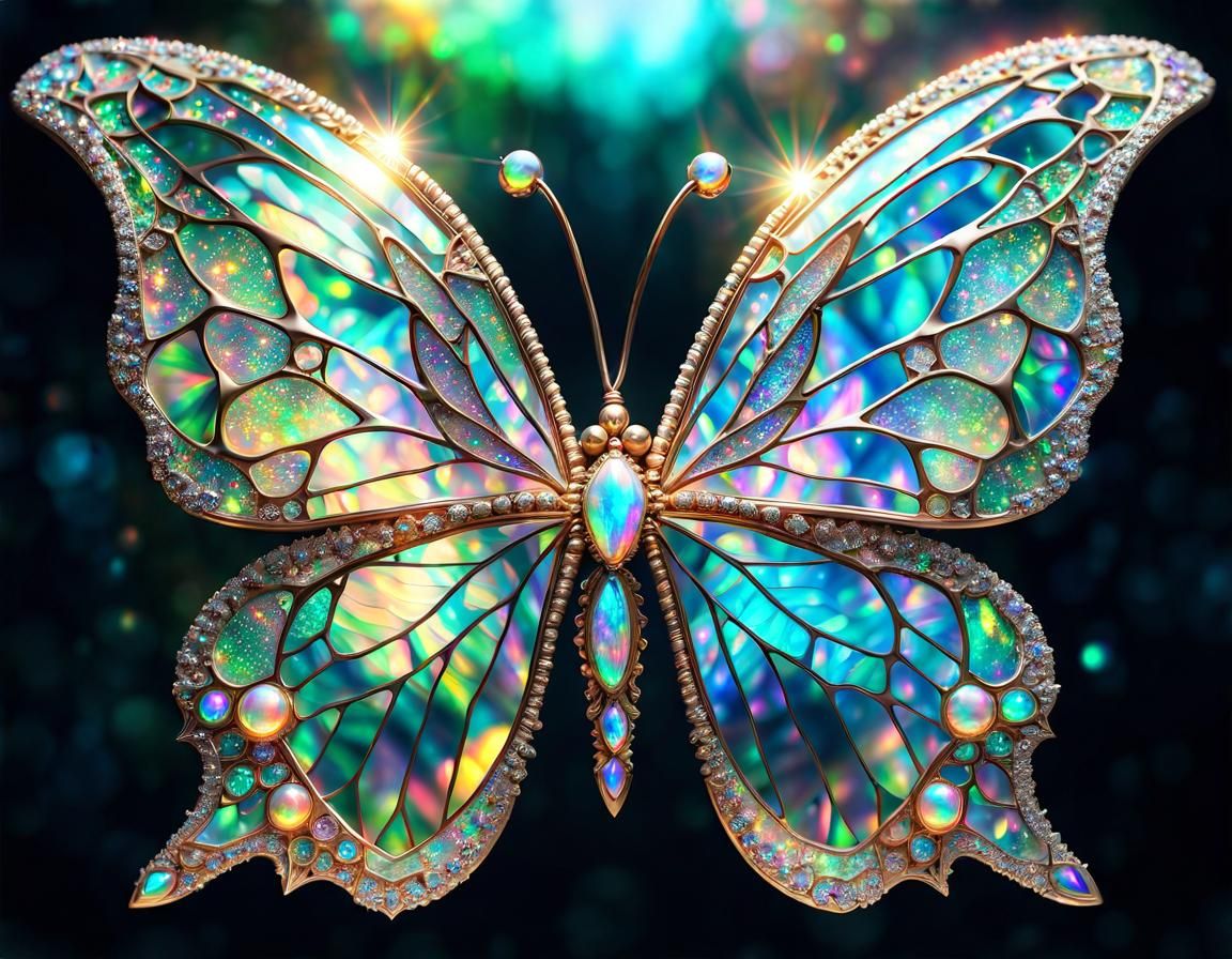 MOTHER-OF-PEARL & OPAL BUTTERFLY