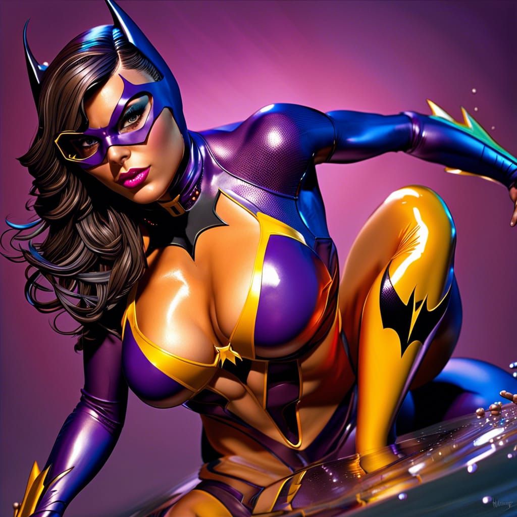 Hyperrealistic Batgirl Modelshoot with Wet Bikini