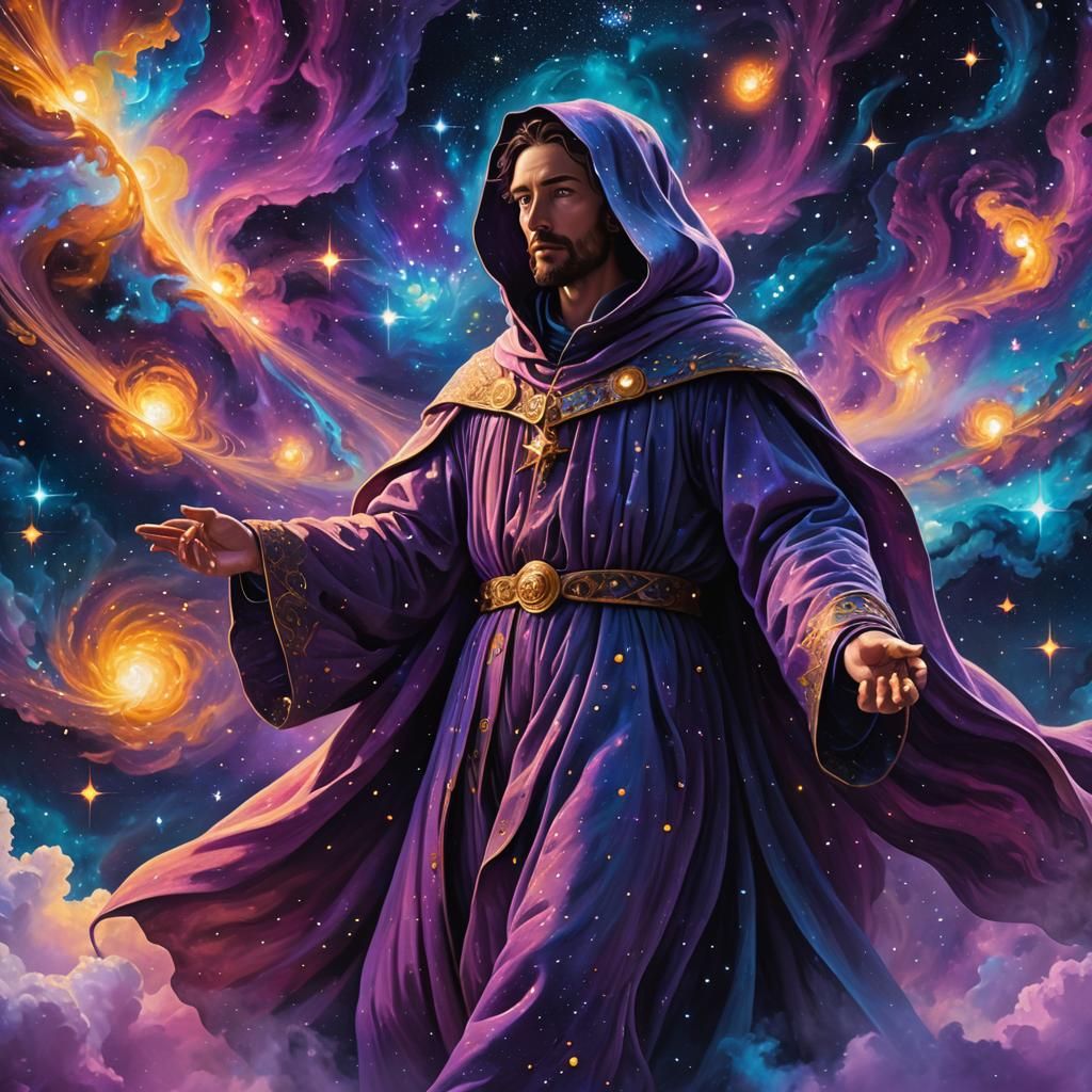 Cosmic Figure in Zaffre Hues: Visionary Digital Art