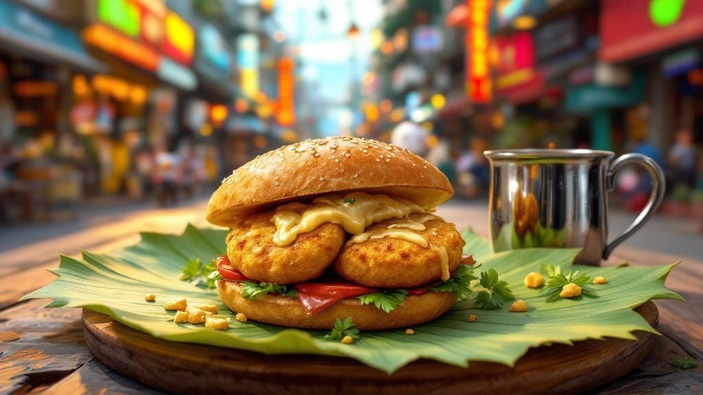 Crispy Vada Pav with Chai: Mumbai Street Food in Anime Style