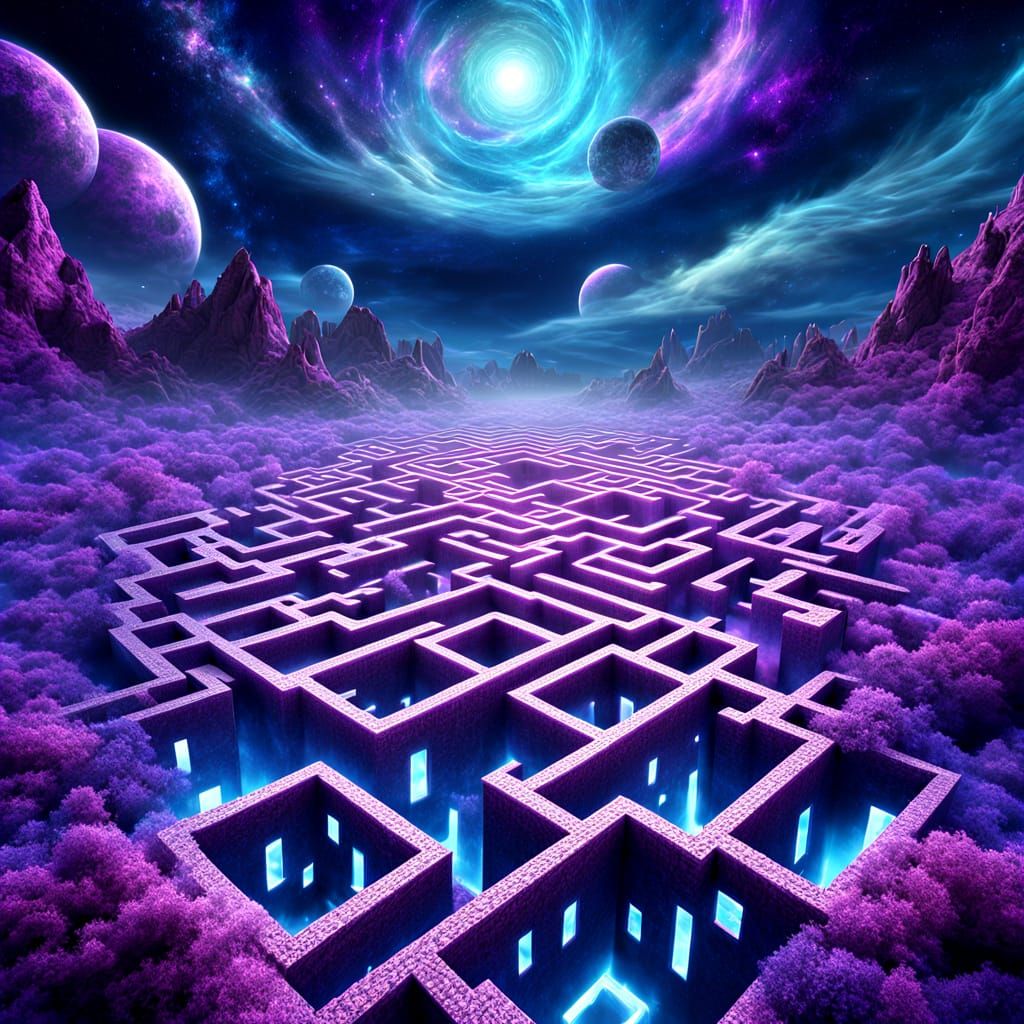 Ethereal Nebula Maze in Dreamlike Digital Art