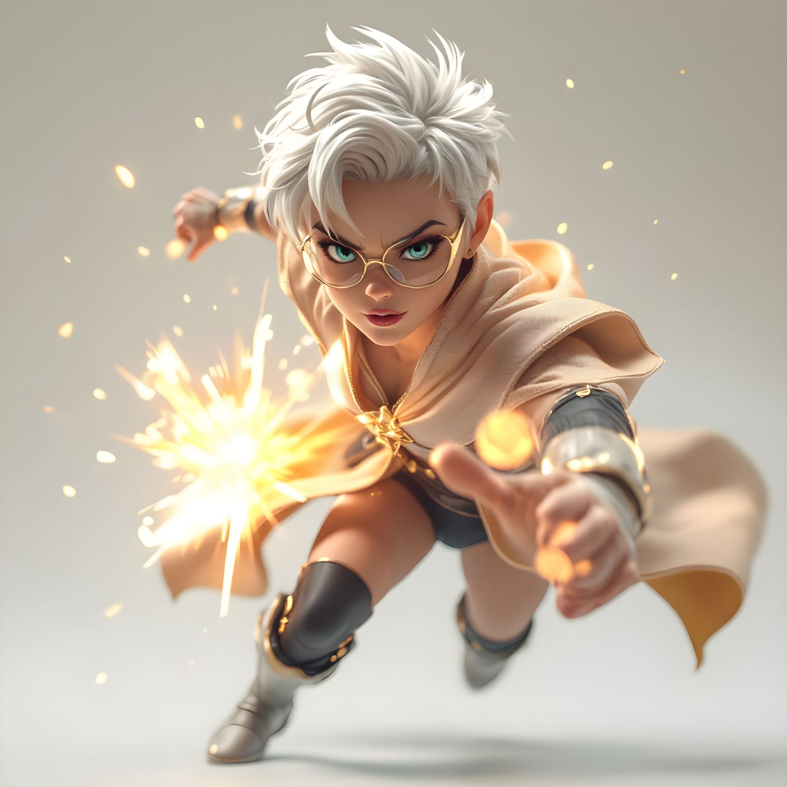 Dame Judy Dench in Dynamic Anime Superhero Pose