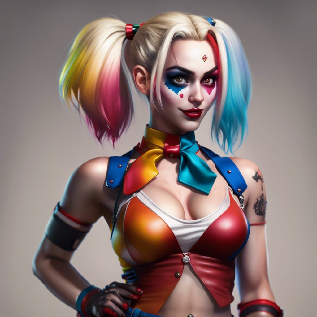 Hyperrealistic Harley Quinn in Anime Style