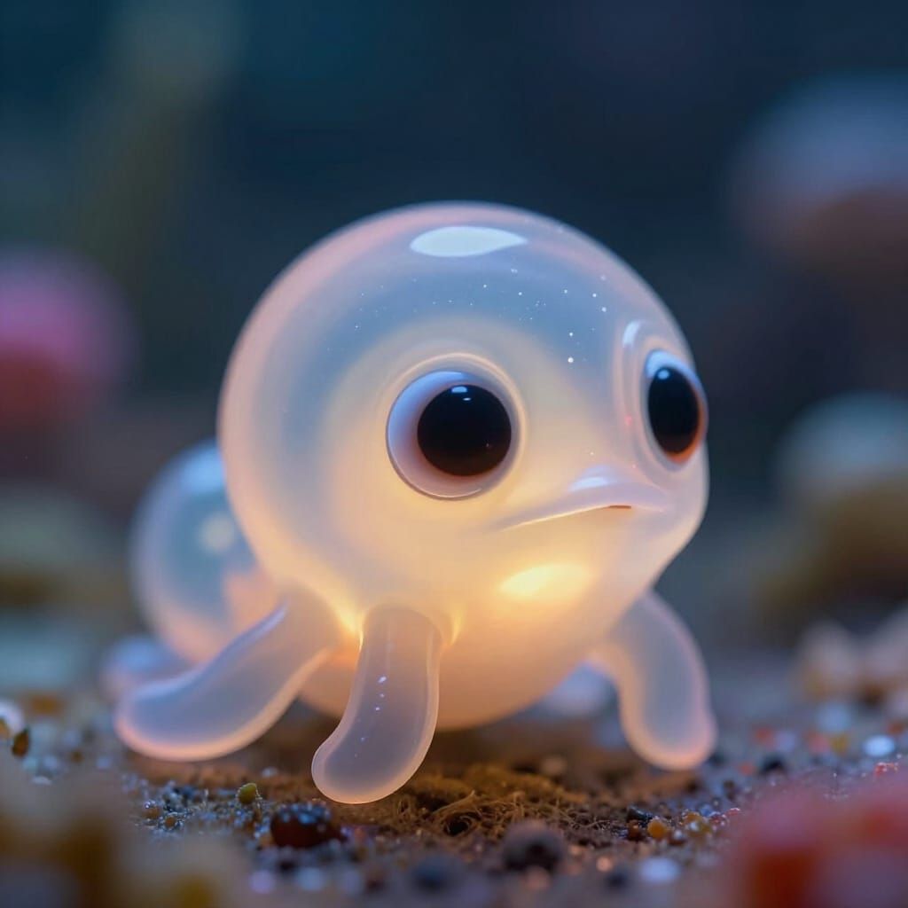Adorable Gelatinous Creature with Big Eyes