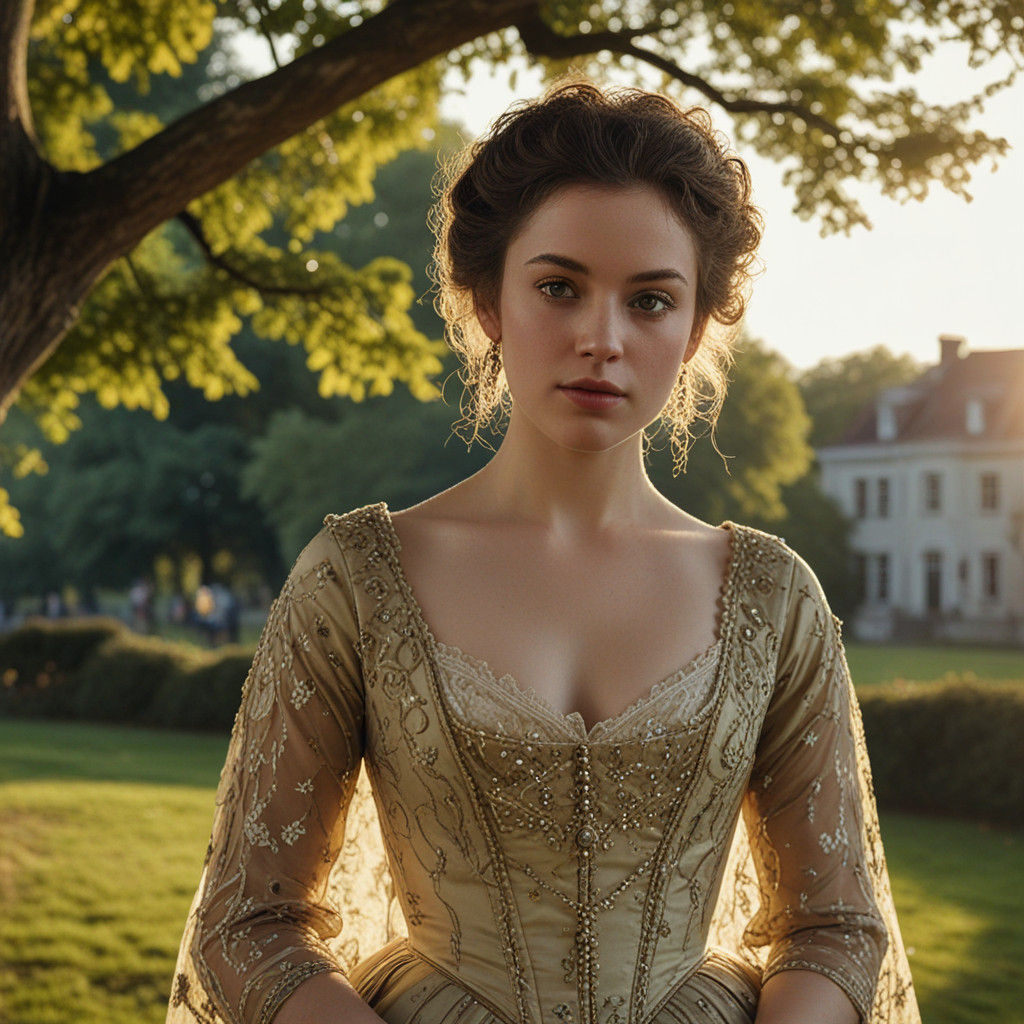 Regency-Era Elizabeth Bennet in Warm Golden Light