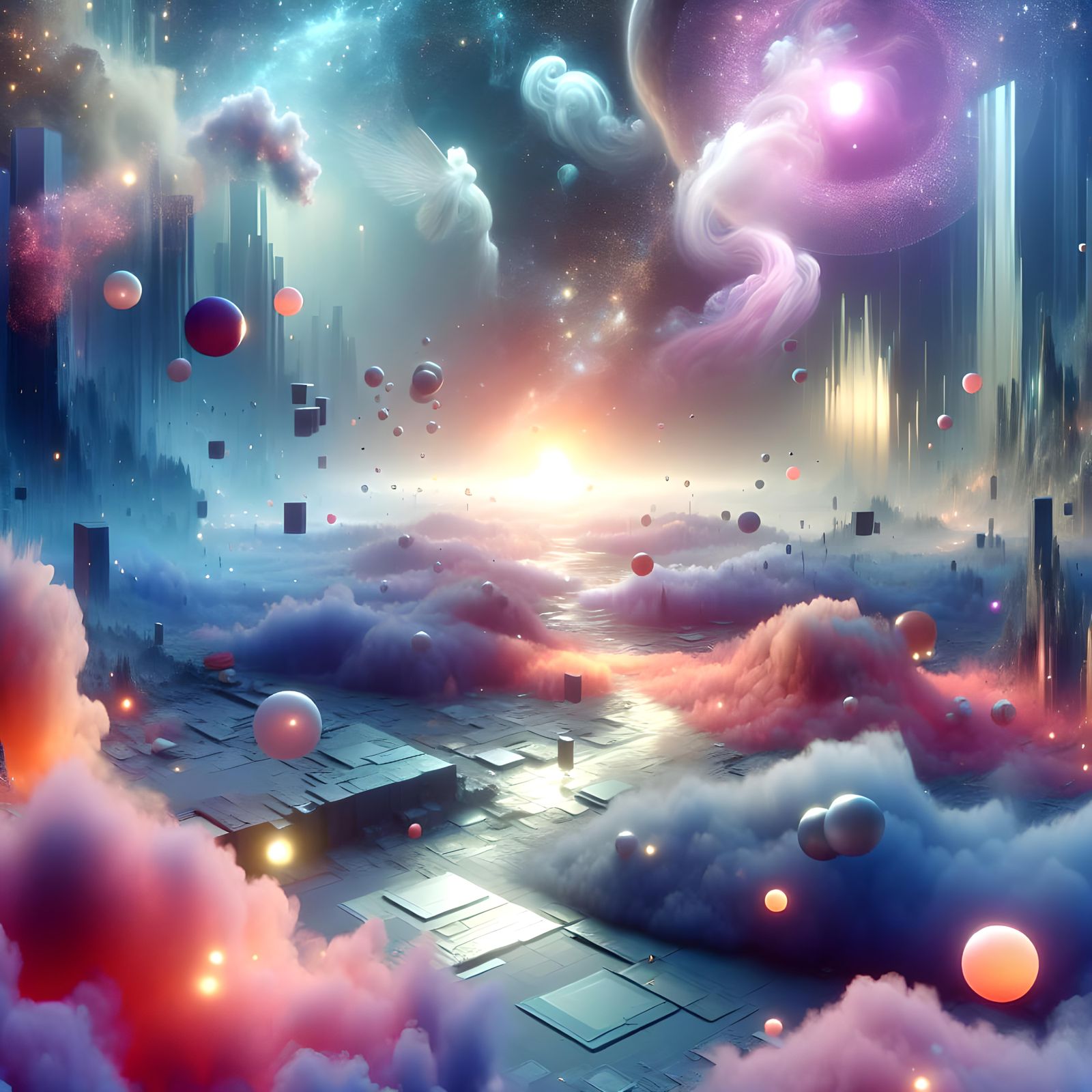 Ethereal Dreamscape: Pastel Floating Objects in Fantasy Art